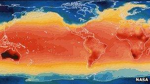 Graphic of warming planet