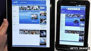 Apple and Samsung tablets side by side