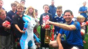 The flame at the House of Sport coaching academy, by Cardiff City Stadium