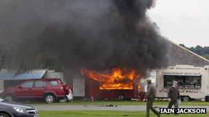 Burger van fire at Great Yorkshire Showground in Harrogate