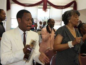 Congregation at Christ Centered Missionary Baptist Church, in the east of Washington, DC