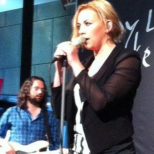 Charlotte Church performing at the Wales Millennium Centre