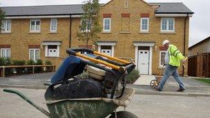 Construction workers on a newly built site in Streatham, south-west London