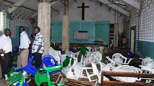 A damaged church in Mombasa (27 August 2012)