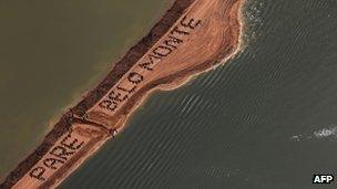 Activists during a June protest against the Belo Monte dam