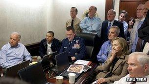 President Obama and members of his administration watch the operation that ended in Bin Laden's death