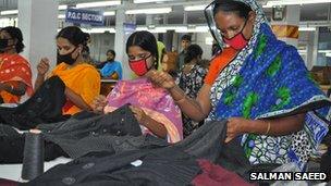 Workers at Mr Ahsan's factory in Bangladesh