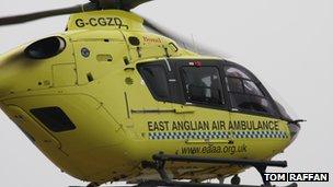 Anglia Two departs with the injured patient