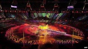 General view taken during the opening ceremony of the London 2012 Paralympic Games