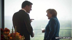 Dutch PM Mark Rutte with German Chancellor Angela Merkel