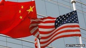 Chinese and US flags (file photo)