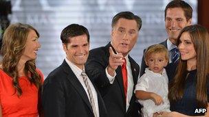 Mitt Romney and family members on the final day of the Republican National Convention