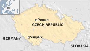 Map of Czech Republic showing Vimperk