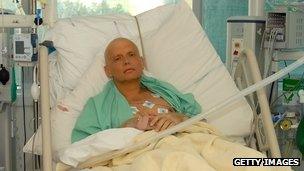 Alexander Litvinenko in a London hospital in November 2006