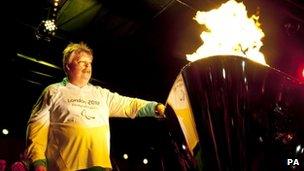 Simon Weston, lighting the cauldron at Cardiff's Flame Festival