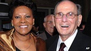 Hal David pose with singer Dionne Warwick