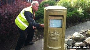 Gold post box in Aviemore