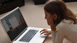 Girl using computer