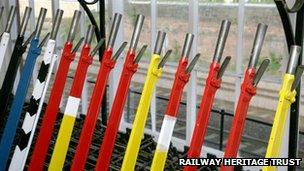 Signal box levers