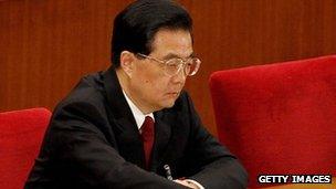 China's President Hu Jintao attends the closing session of the National Peoples Congress at The Great Hall Of The People on March 14, 2012 in Beijing, China.