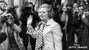 Margaret Thatcher after she was confirmed as leader of the Conservative Party