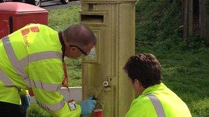 Gold postbox in Telford in honour of gold medallist.