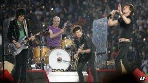 The Rolling Stones performing at the 2006 Superbowl