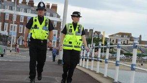 Dorset Police officers on patrol in Weymouth