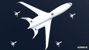 Graphic of aeroplanes flying in formation