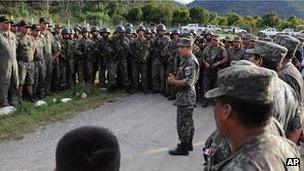 File picture of soldiers deployed in Peru