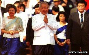 Norodom Sihanouk in royal palace, Phnom Penh, 1993