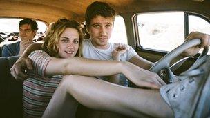 Sam Riley, Kristen Stewart and Garrett Hedlund in On the Road