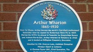 The blue plaque for Arthur Wharton