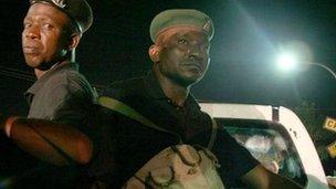 Nigerian police officers on patrol - Archive shot