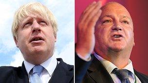 Boris Johnson (l) and Bob Crow