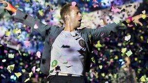 Chris Martin of Coldplay performing in the Hague in September