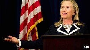 US Secretary of State Hillary Clinton during a press conference in Vladivostok on 9 September 2012