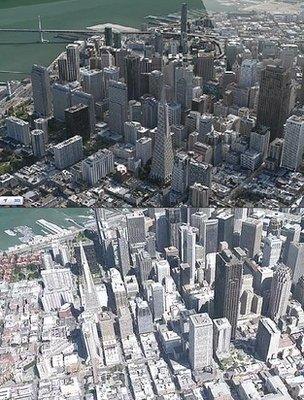 Apple Flyover and Google Earth 3D images