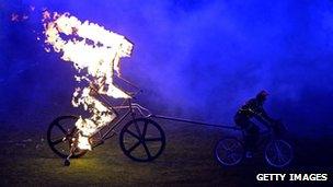 Burning cyclist