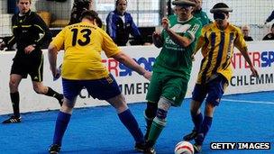 Blind football players