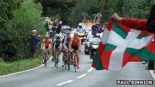 Cyclists near Cross o' th' Hands during the Tour of Britain