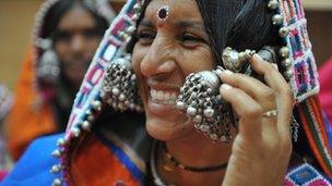 Indian woman using mobile