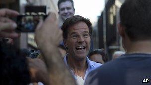 Mark Rutte campaigns ahead of the national elections