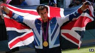 Andy Murray after winning the Olympic gold medal