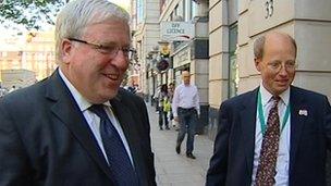 Patrick McLoughlin with Philip Rutnam arriving at Department of Transport