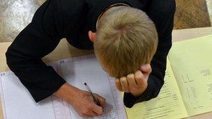 Pupil sitting exam (library)