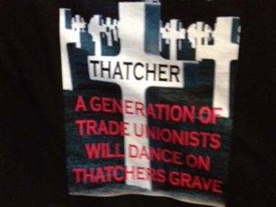 Thatcher T-shirt on sale at the TUC