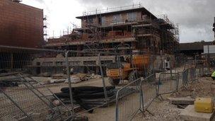 The main square at Brewery Square in construction in September 2012.