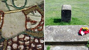 Harold's death on the Bayeux Tapestry and his alleged grave at Waltham Abbey