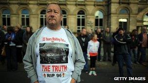 Liverpool fan at Hillsborough vigil